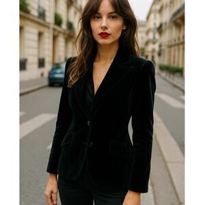 Faconnable Velvet Blazer with Satin Trim Black